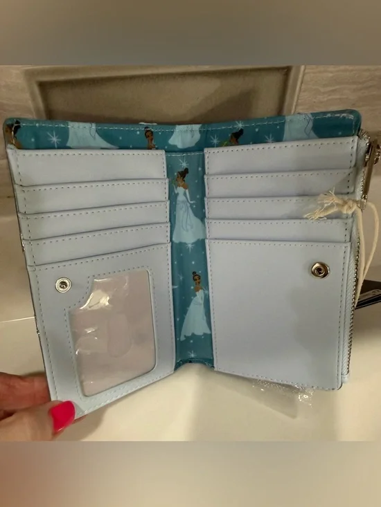 Loungefly Disney Princess and the Frog Tiana Gown Glitter Cosplay Flap Wallet - Picture 8 of 8